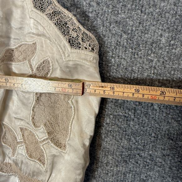 H&M Satin Slip Shirt Womens Large Beige Lace Coquette Grunge Spaghetti Strap Y2K - Picture 4 of 7